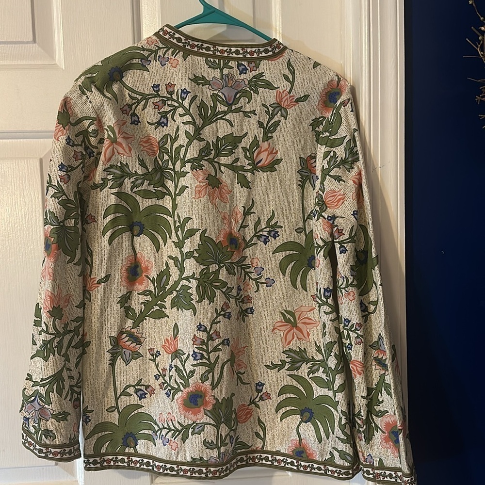 Women’s Vintage Tudor Court Floral 100% Cotton Jacket Size Large - Picture 9 of 9